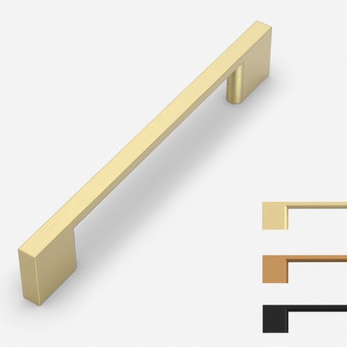 9BUILD 15 Pack Brushed Brass Cabinet Pulls 5 Inch Kitchen Cabinet Handles, Cabinet Hardware for Cupboard Drawer Pulls - color: Brushed Brass, size: 5"/128MM Hole Center, style: 15 Pack