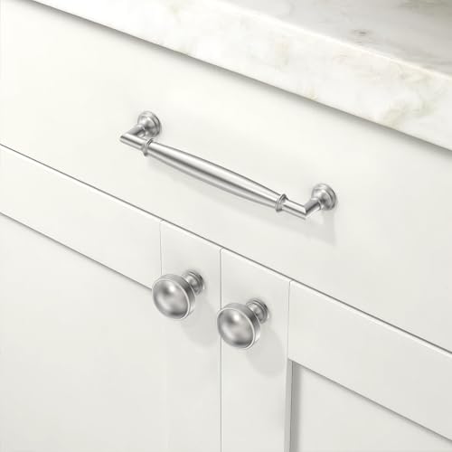 10 Pack Brushed Satin Nickel Cabinet Pulls 5 Inch(128mm) Kitchen Cabinet Handles Cabinet Hardware for Drawer Pulls - color: Brushed Satin Nickel, size: 5" Hole Center