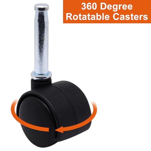 Plastic Casters Set of 4, M8 Grip Neck Stem Caster Wheels 1 inch, Black Nylon Swivel Caster Wheels Replacement for Furniture, Office Chair, Table, Cabinet, Shelf - style: 1 Inch-M8 Grip Neck Stem