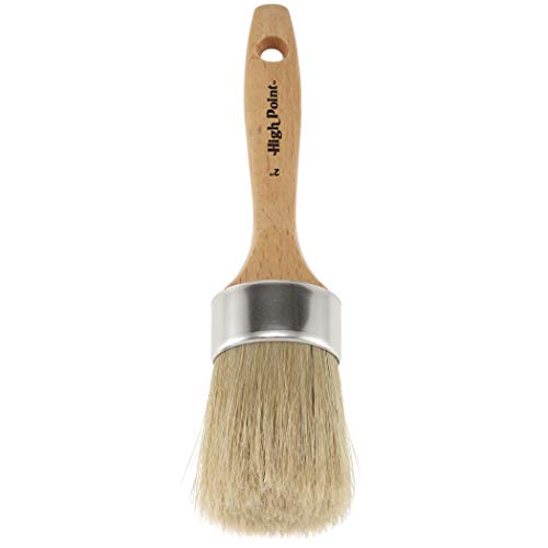 Large 2-in-1 Round Chalk & Wax Finishing Brush All Natural Hog Bristles Ergonomic Handle Stencil & Pouncer Paintbrush for DIY Furniture, Hobby Paint, Faux & Wax Finishing, Stenciling [2" x 2.36"] - size: Single Pack