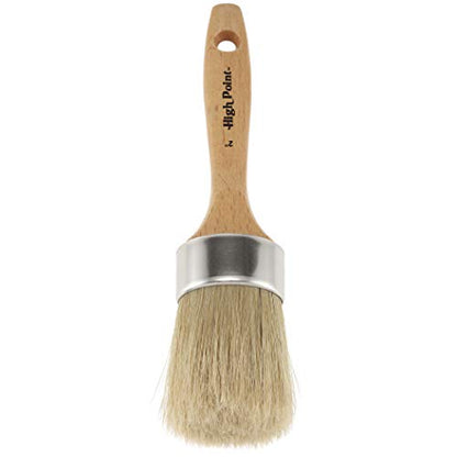 Large 2-in-1 Round Chalk & Wax Finishing Brush All Natural Hog Bristles Ergonomic Handle Stencil & Pouncer Paintbrush for DIY Furniture, Hobby Paint, Faux & Wax Finishing, Stenciling [2" x 2.36"] - size: Single Pack