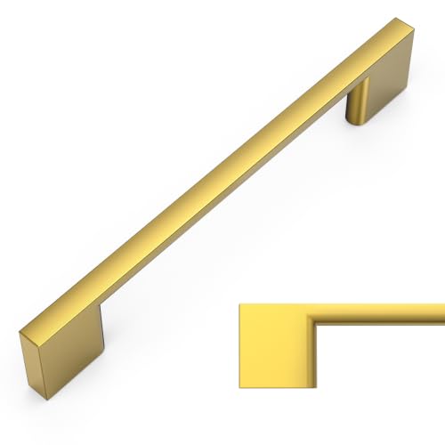 Amerdeco 10 Pack Vibrant Brushed Moderne Brass Zinc Alloy Cabinet Pulls 5" - color: Brushed Moderne Brass, size: 5" hole center