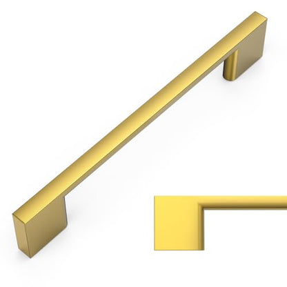 Amerdeco 10 Pack Vibrant Brushed Moderne Brass Zinc Alloy Cabinet Pulls 5" - color: Brushed Moderne Brass, size: 5" hole center