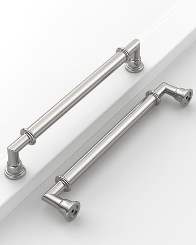 10 Pack 6.3''(160mm) Brushed Satin Nickel Cabinet Pulls, Kitchen Cabinet Handles for Bathroom Cupboard Pulls - color: Brushed Satin Nickel, size: 6.3" Hole Center