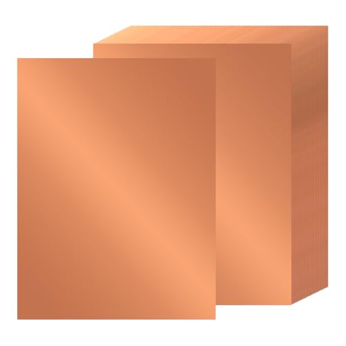 Rose Gold Metallic Cardstock Paper, 24 Sheets, 8.5 x 11 inches, 92lb/250gsm, Thick Gold Foil, Shiny Mirror, Glitter, Crafts, Scrapbook, Card Making, Invitations, Party Decoration - color: Rose Gold