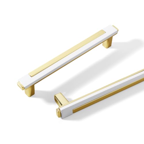 10 Pack White Gold Cabinet Pulls & Handles, 7.55 in Hole Center - color: White Gold, size: 8.5in/218mm