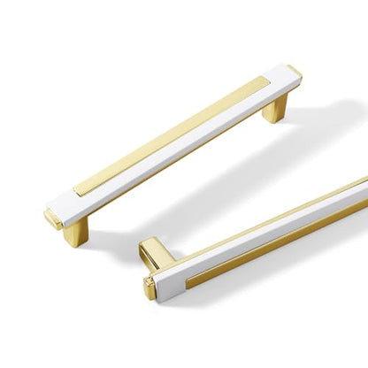 10 Pack White Gold Cabinet Pulls & Handles, 7.55 in Hole Center - color: White Gold, size: 8.5in/218mm