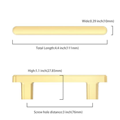 Asidrama 10 Pack 3 Inch(76mm) Brushed Gold Kitchen Cabinet Handles, Cabinet Pulls Kitchen Cabinet Hardware for Cupboard Drawer Pulls 2244 - color: Brushed Gold, size: 3" Hole Center, style: 10 Pack