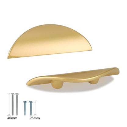 Primst 4 Pack Brushed Gold Cabinet Pulls, 1.3 inch Hole Centers Kitchen Cabinet Handles, Matte Gold Half Moon Cupboard Hardware for Kitchen Drawers, Dresser, Bathroom Vanity - color: Gold, size: S-4PCS