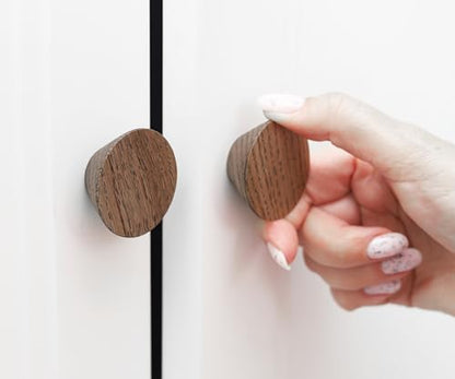 6 Pack Wood Cone Cabinet Knobs (Brown) - 1 ½ " Diameter Round Shape - Wooden Drawer Pulls for Cabinets Doors, Dresser and Drawers Knob, Kitchen Cabinet Door Handle - color: Brown 6 Pack