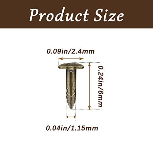 BokWin Tiny Brad Nails, Bronze, 1.2x6mm, 200 Pcs - color: Bronze
