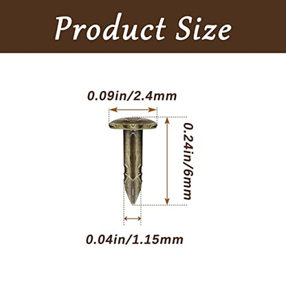 BokWin Tiny Brad Nails, Bronze, 1.2x6mm, 200 Pcs - color: Bronze