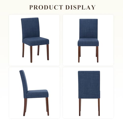 MALOL Upholstered Dining Chairs Set of 4, Modern Fabric Dining Room Chair, Wooden Dining Chair, Kitchen Side Chairs, Farmhouse Dinner Chair with High Back for Kitchen, Blue - color: Blue, size: Set of 4
