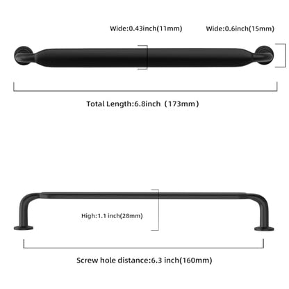 10 Pack 6-1/4 inch Matte Black Kitchen Cabinet Handles - color: Matte Black, size: 6-1/4'' Hole Center(160mm)