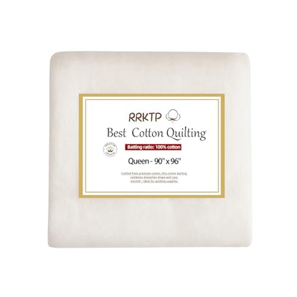 RRKTP Cotton Batting for Quilting，200 g/m² Lightweight Quilt Batting Queen Size，Natural All Season Comfort Cotton Stuffing, Sewing Handmade & DIY Crafts 90"×96" - size: 90×96