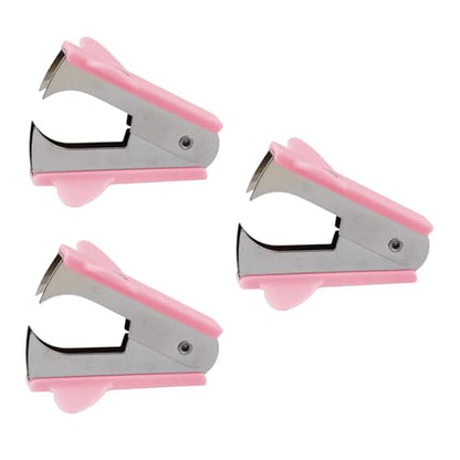 3Pcs Pink Staple Removers - Modern Plastic Staple Pullers with Non-Slip Handles | Easy-Grip Stapler Removal Tools for Students, Teachers | Perfect for Home, School & Office Use