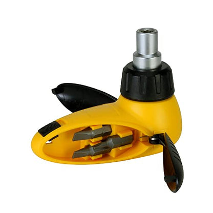 7-Piece Stubby Ratcheting Screwdriver, Slotted & Phillips, Yellow & Black