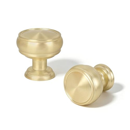 10 Pack Brushed Gold Cabinet Knobs, 1-1/4 Inch Zinc Alloy knob - color: Brushed Gold