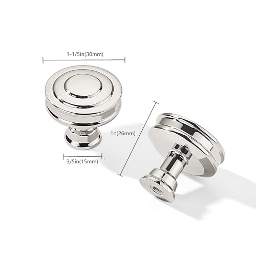 khtumeware 10 Pack 1-1/4 Inch(32mm) Polished Nickel Round Cabinet Knobs Heavy Duty Soild Cabinet Knobs Kitchen Cabinet Hardware for Cupboard Drawer Handles - color: Polished Nickel, size: 1-1/4"(32mm)Diameter