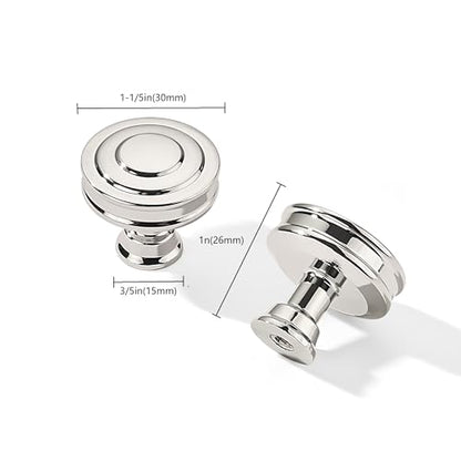 khtumeware 10 Pack 1-1/4 Inch(32mm) Polished Nickel Round Cabinet Knobs Heavy Duty Soild Cabinet Knobs Kitchen Cabinet Hardware for Cupboard Drawer Handles - color: Polished Nickel, size: 1-1/4"(32mm)Diameter