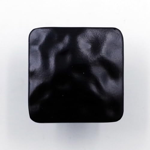 Jetland Square Hammered Cabinet Knobs - 6-Pack, Flat Black, 1-1/4" Knobs, Rustic Solid Cast Square Knobs for Dresser Nightstand Furniture, HT0612030 - color: Flat Black, size: 1-1/4" Knobs