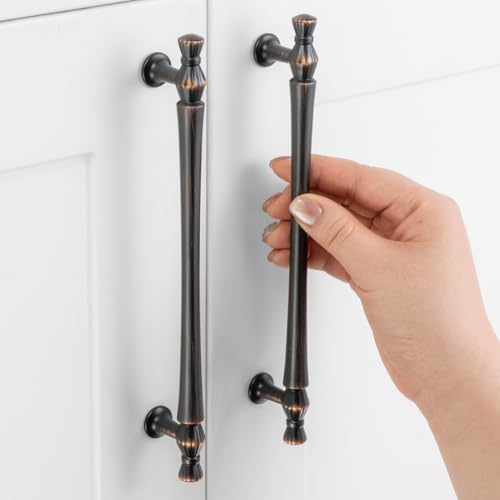 6-1/4 in Oil Rubbed Bronze Cabinet Pulls 10 Pack French Style P2408 - color: Oil Rubbed Bronze, size: 6-1/4" Hole Centers-10 Pcs
