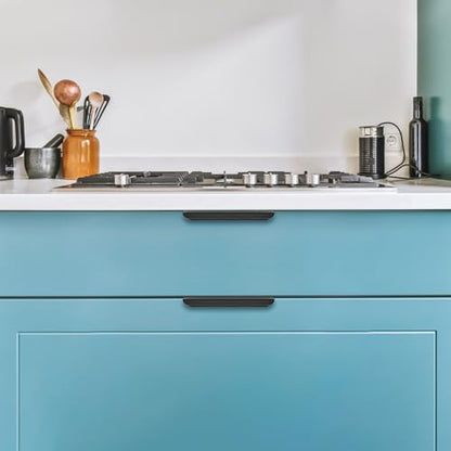 Matte Black Cabinet Handles Finger Edge Pulls 5 Inch CC 10 Pack - color: Matte Black, size: 128mm/5" Overall Length