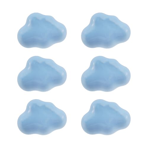 Dnyta 6 Pcs Clouds Shaped Ceramic Knobs Glossy Ceramic Pulls Drawer Knobs - style: Light Blue,Clouds Shaped