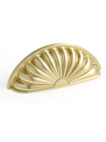 Brushed Gold Cabinet Cup Pulls 2.5" Hole Center 5 Pack Brass Drawer Pulls Kitchen Hardware Cabinet Handles Dresser Handles - color: Brushed Gold, size: 2.5"(64mm) Hole Center