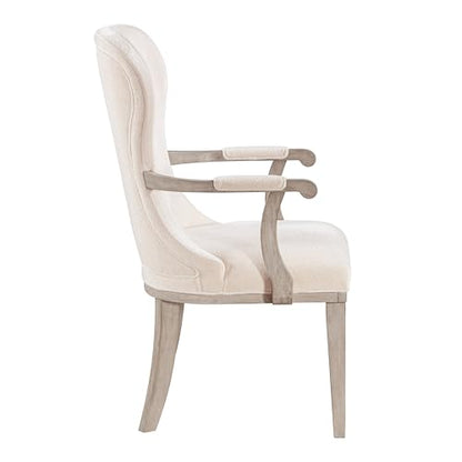 Elegance Armchairs Set of 2 Ivory Fabric Upholstery Cushion Seat Back Comfort Dining Furniture