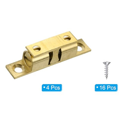 PATIKIL 50mm Double Ball Tension Roller Catch Latch, Solid Brass Adjustable Hardware Fitting with Screws for Cabinet Closet Tension Latch, Gold Tone - size: 50mm