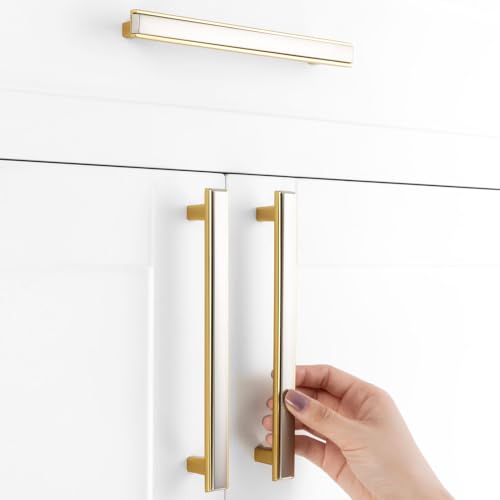 Nickel and Gold Cabinet Pulls Drawer Handles 6-1/4 Inch 5 Pack 2281 - color: Brushed Nickel & Gold, size: 6-1/4 In Hole Distance, style: 5 Pack