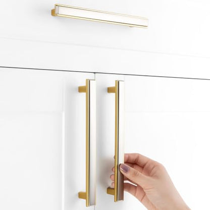 Nickel and Gold Cabinet Pulls Drawer Handles 6-1/4 Inch 5 Pack 2281 - color: Brushed Nickel & Gold, size: 6-1/4 In Hole Distance, style: 5 Pack