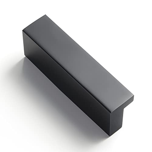 Goo-Ki Cabinet Handles 12 PCS - Black Drawer Pulls 1-1/4 in (32mm) Hole Centers - Tilted Solid Drawer Handles for Kitchen Cabinet Pulls - Finger Pull - color: Matte Black, size: 1-1/4 Inch Hole Center