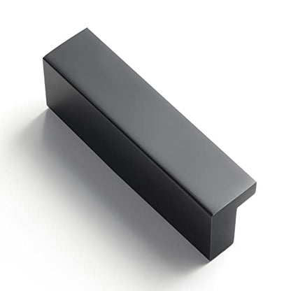 Goo-Ki Cabinet Handles 12 PCS - Black Drawer Pulls 1-1/4 in (32mm) Hole Centers - Tilted Solid Drawer Handles for Kitchen Cabinet Pulls - Finger Pull - color: Matte Black, size: 1-1/4 Inch Hole Center