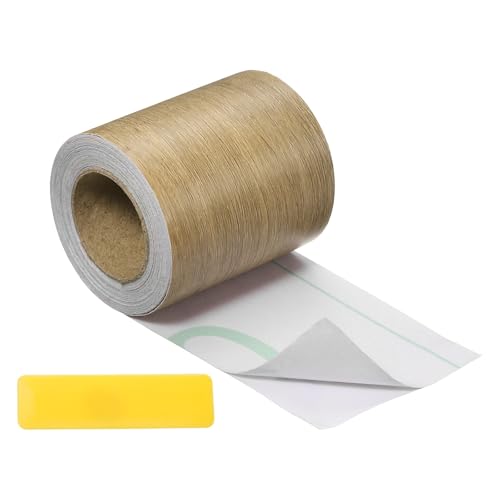 uxcell Wood Tape, 2 Inch x 16ft Self-Adhesive Wood Grain Repair Tape Patch with Plastic Scraper for Baseboards, Doors, Windows, Floor Repair and Furniture Renovation, Khaki - color: Khaki, size: 2 Inch x 16ft