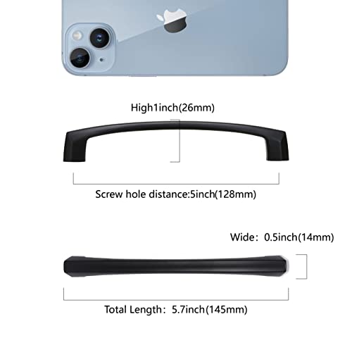 COTYKILEY 10 Pack 5 Inch(128mm) Matte Black Kitchen Cabinet Handles Cabinet Pulls Cabinet Door Handles Kitchen Cabinet Hardware Cupboard Drawer Pulls Dresser Handles - color: Matte Black, size: 5" Hole Center（128MM）