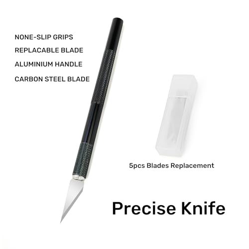 CARTINTS Plastic Squeegee Kit for Vinyl Wrap Window Tint Wallpaper Tools, 8.3IN+4IN Felt Squeegee and Precision Art Knife & 5Pcs Blades Replacement - color: Black
