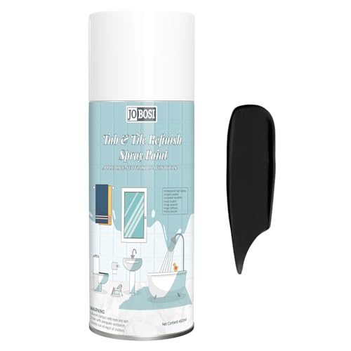 16Oz black bathtub and tiles for kitchen countertops, washbasins, bathtubs, flower POTS, bathroom walls, bathrooms, and glass Windows. Durable DIY paint, suitable for multiple surfaces such as ceramics, glass, metal, wood, etc. - Quick drying - color: Bla