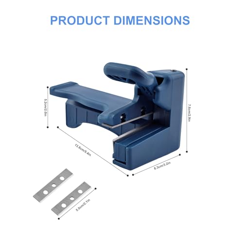 Handle Edge Banding Trimmer, Blue Manual Cutting Tool, Fits 0.5mm Thick 2.1 Inches Wide, Trimming Woodworking Cutter Set for Wood Furniture Veneer Plastic PVC Sheets Cabinet Panel Finishing