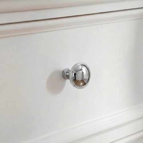 Goldenwarm Polished Chrome Cabinet Knobs, Round Drawer Handles 1-1/4 Inch 10 Pack | Rustproof Single Hole Cabinet Hardware, Solid Zinc Alloy, Screws Included for Cupboard Closet Furniture Upgrade - color: Polished Chrome, size: Knob(1-1/4 In)