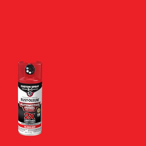Rust-Oleum 2X Automotive Enamel 5-in-1 Spray Paint, Gloss Red - color: Gloss Red, size: 12 Ounce (Pack of 1)