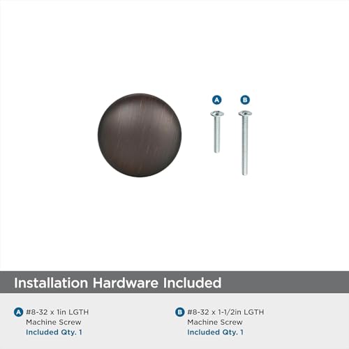 Amerock 1-1/4" Round Edona Oil-Rubbed Bronze Cabinet Knob - color: Oil Rubbed Bronze, size: 1-1/4 Inch (32 mm) Diameter
