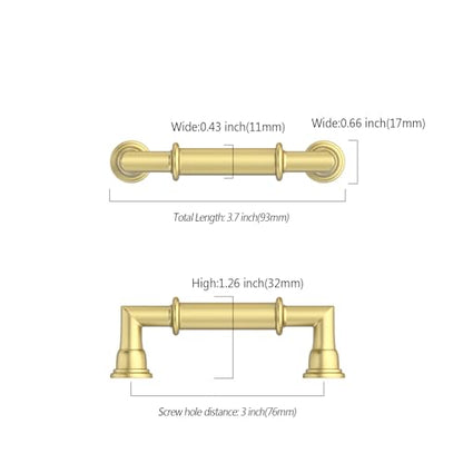 Asidrama 10 Pack 3 Inch(76mm) Brushed Gold Kitchen Cabinet Handles, Cabinet Pulls Kitchen Cabinet Hardware for Cupboard Drawer Pulls 2281 - color: Brushed Gold, size: 3" Hole Center