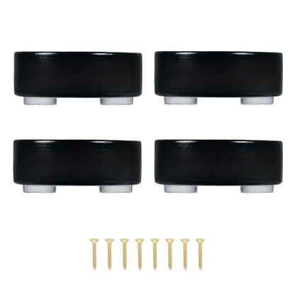 1" Wood Bun Feet for Furniture, Black Short Small Wooden Legs Riser Set of 4- Add 1 Inch Height & Steady Support