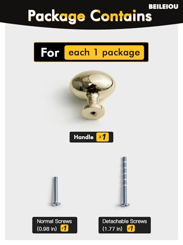 Oval Polished Gold Cabinet Knobs, Zinc Alloy for Drawer Knobs for Dresser Cupboard Wardrobe, Kitchen Cabinet Pulls (5, Polished Gold, Egg knob) - color: Polished Gold