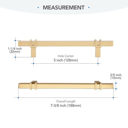HOME EDIT 5 inch Cabinet Handles, 10 Pack Kitchen Cabinet Handles Gold Drawer Pulls Zinc Alloy Square Bar Kitchen Pulls - color: Gold, size: 5 Inch Hole Center