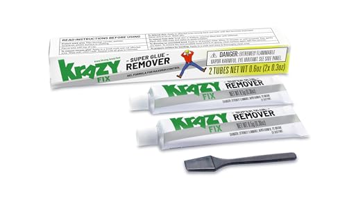 Krazy Fix Super Glue Remover, Gel Formula (2 x 0.3 oz Tubes)