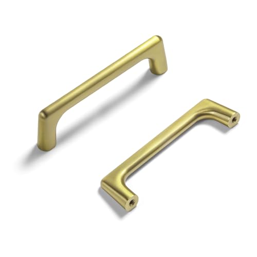 Goo-Ki Brushed Gold Cabinet Pulls with 3.8'' Hole Centers, Modern Style Zinc Alloy Cabinet Handles for Dresser,Wardrobe,Cupboard- 6 Pack - color: Brushed Gold, size: 3.8'' Hole Centers