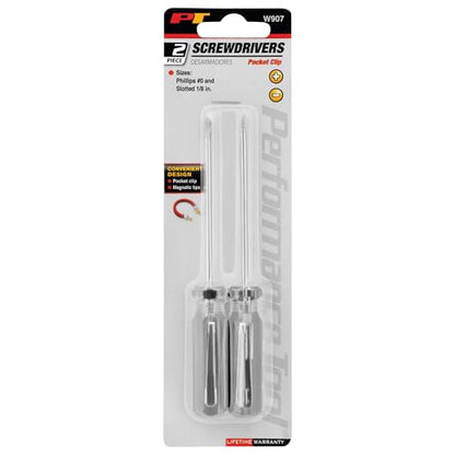 Performance Tool W907 2-Piece Pocket Clip Screwdriver Set - size: Pocket Clip Screwdriver (2pc)